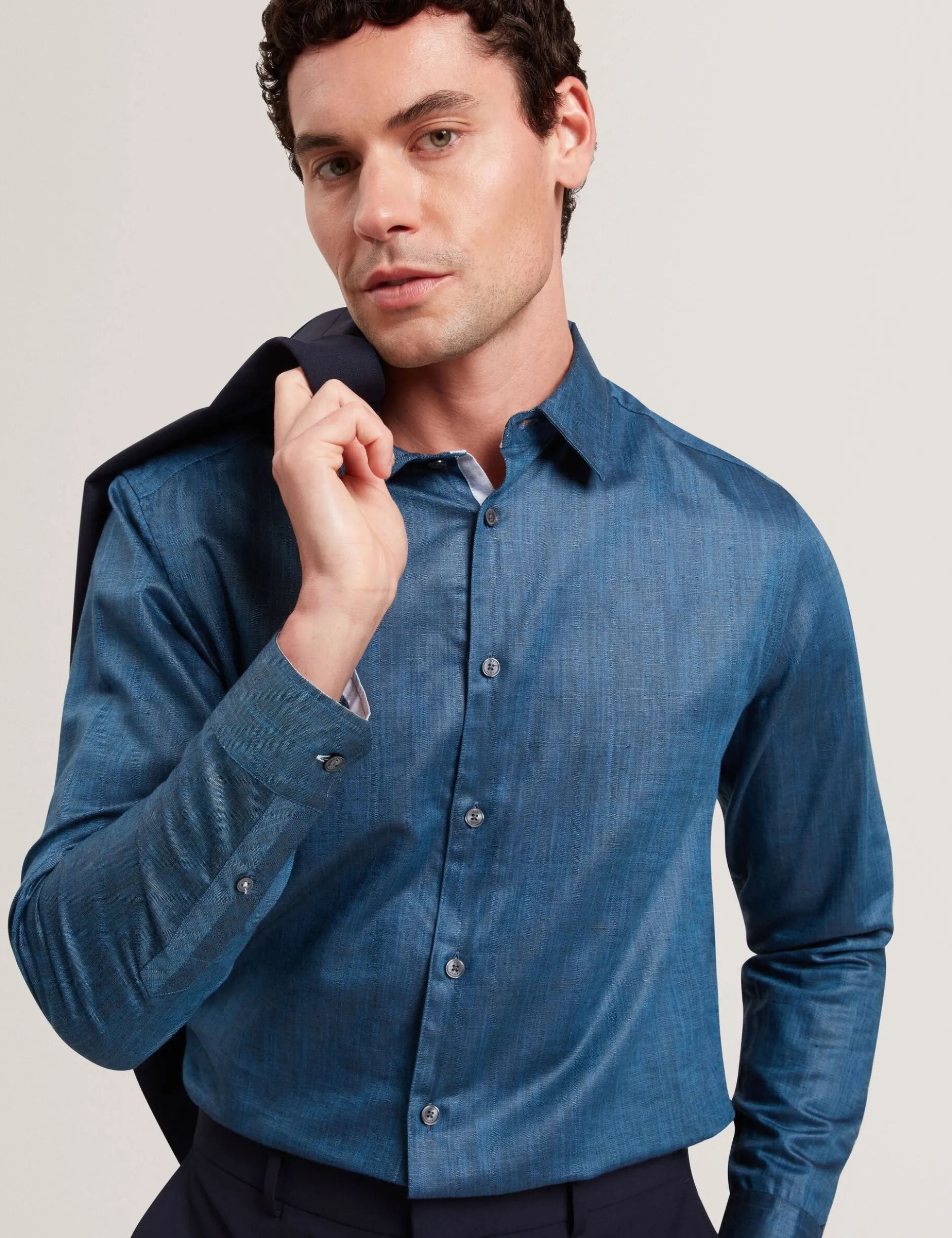 Regular Fit Cotton Linen Long Sleeve Shirt