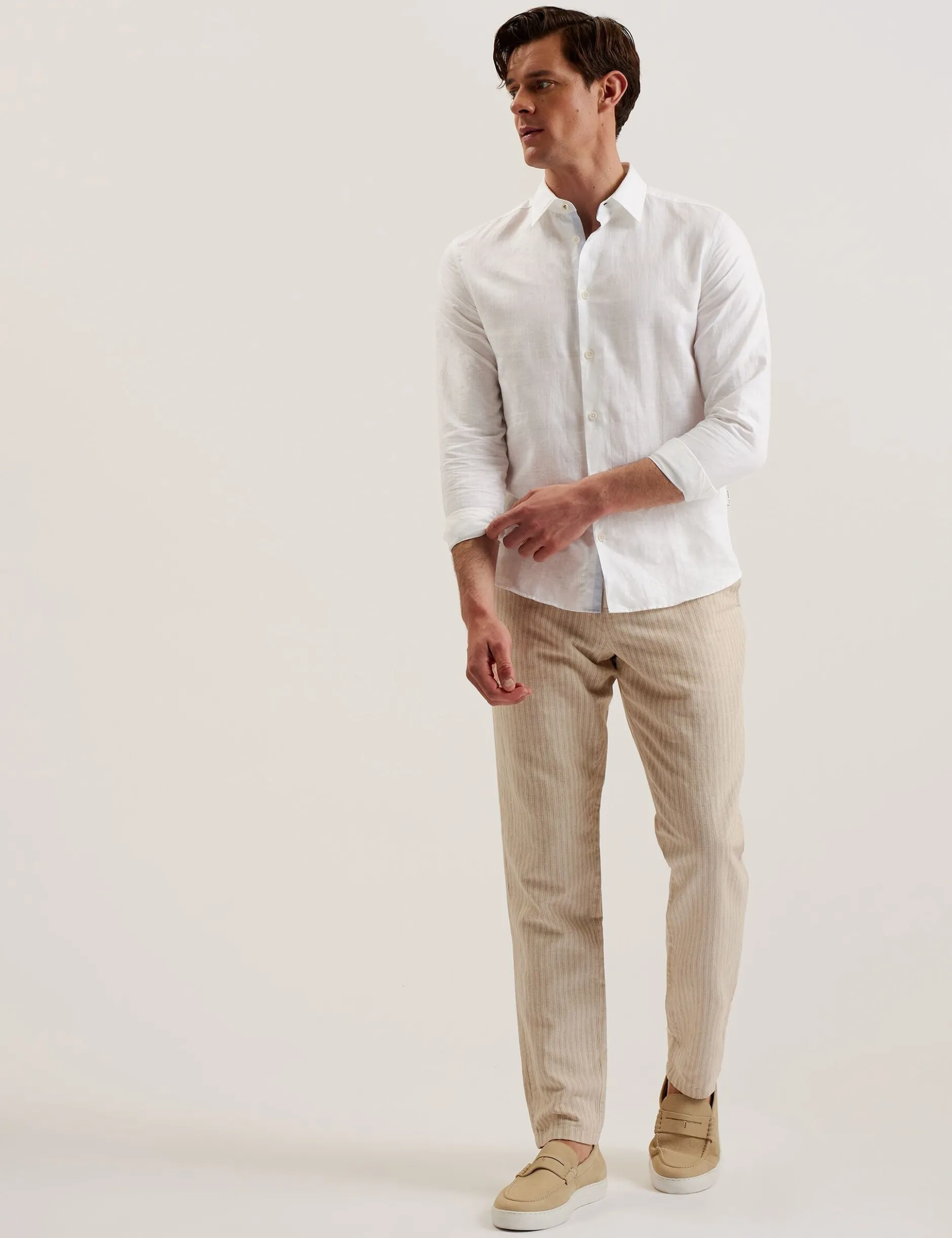 Regular Fit Cotton Linen Long Sleeve Shirt