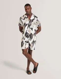 Relaxed Botanical Print Pull-On Shorts