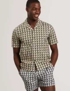 Relaxed Fit Painted Geo Print Shirt