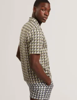 Relaxed Fit Painted Geo Print Shirt