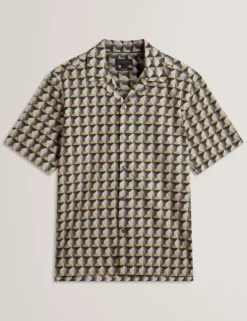 Relaxed Fit Painted Geo Print Shirt