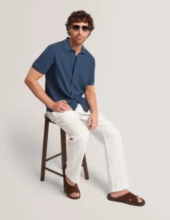 Relaxed Linen Blend Elasticated Trousers