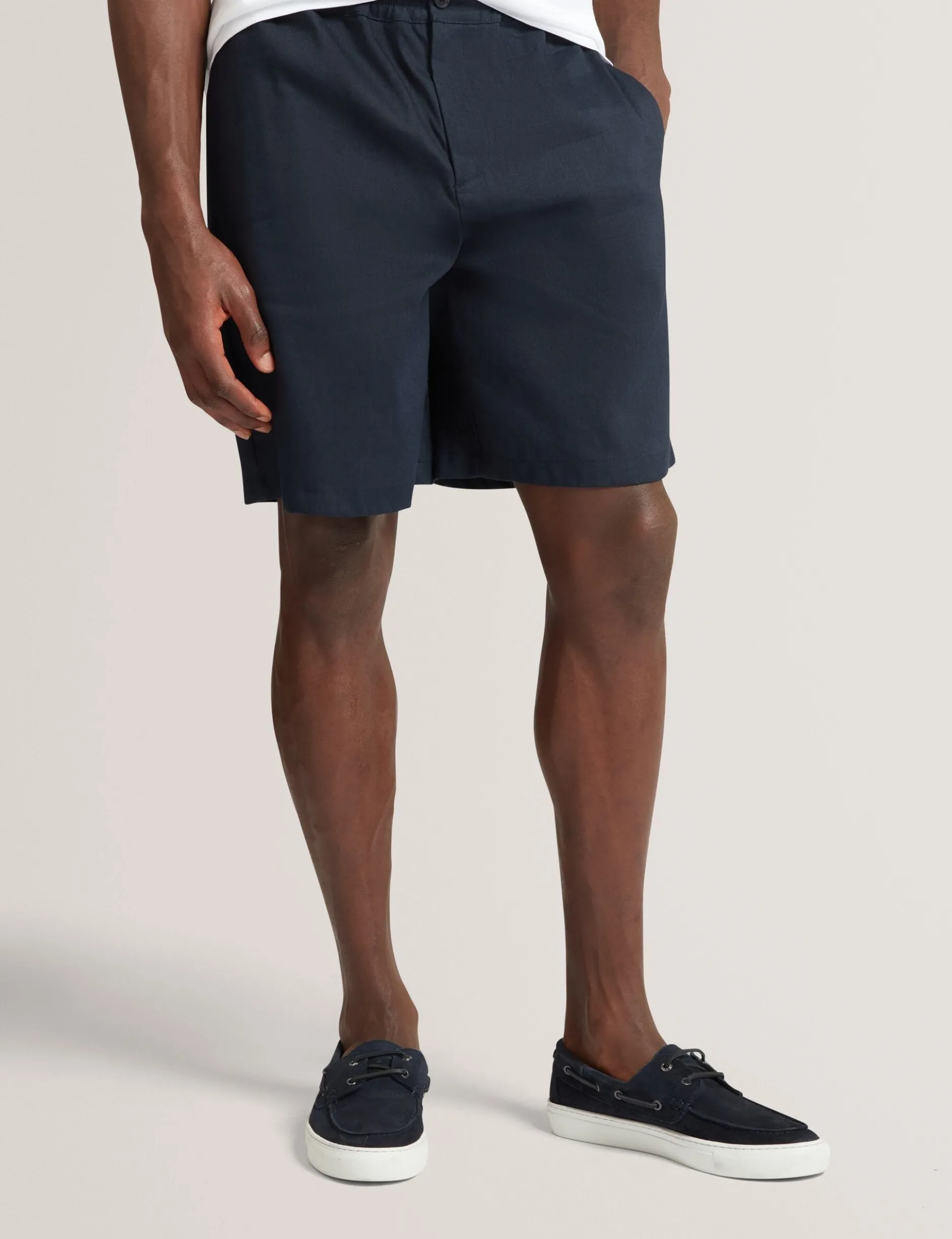 Relaxed Linen Blend Elasticated Shorts