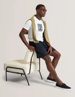 Relaxed Linen Blend Elasticated Shorts
