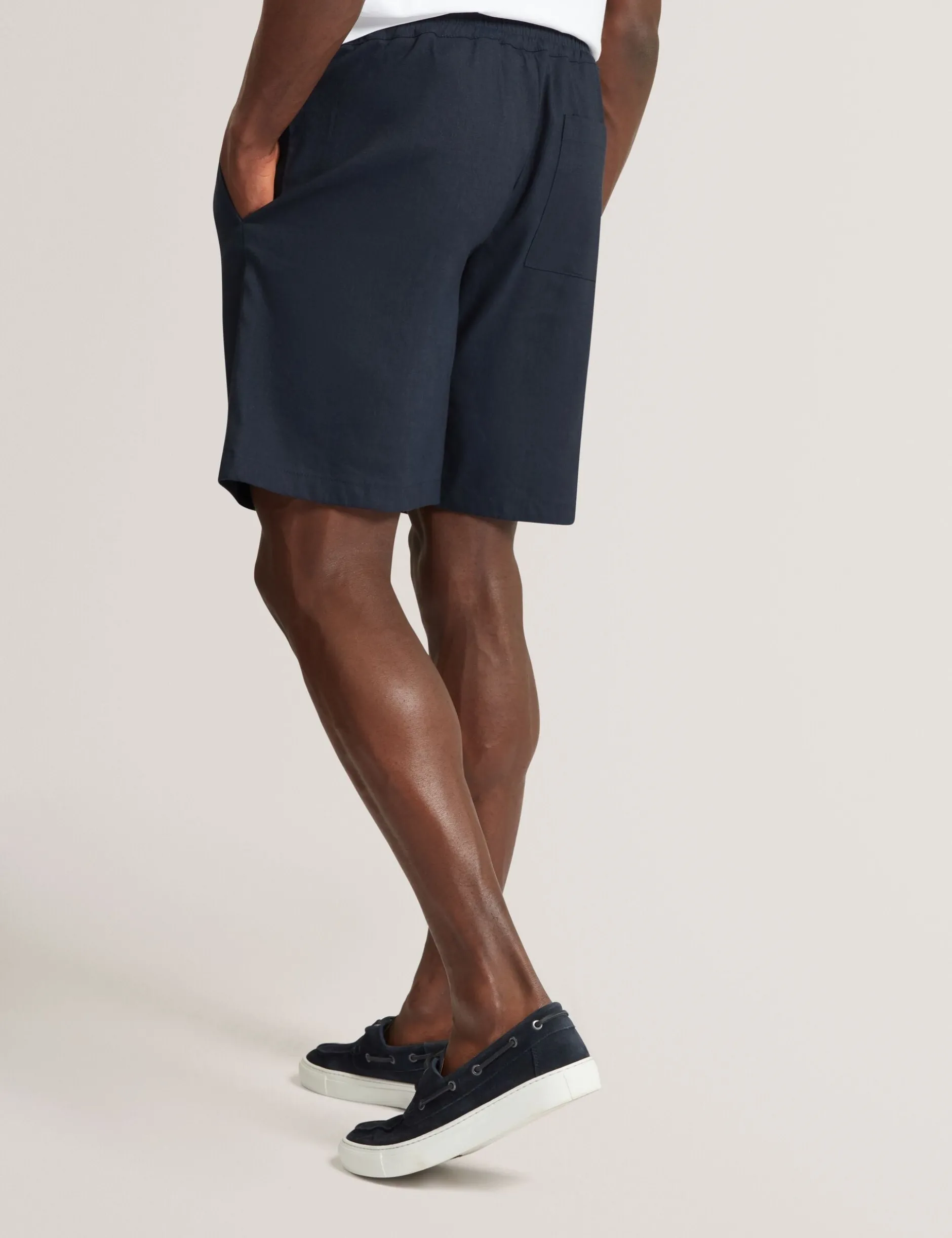 Relaxed Linen Blend Elasticated Shorts