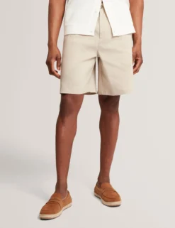 Relaxed Linen Blend Elasticated Shorts