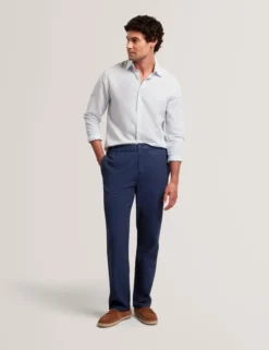 Relaxed Linen Blend Elasticated Trousers