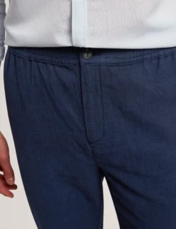 Relaxed Linen Blend Elasticated Trousers