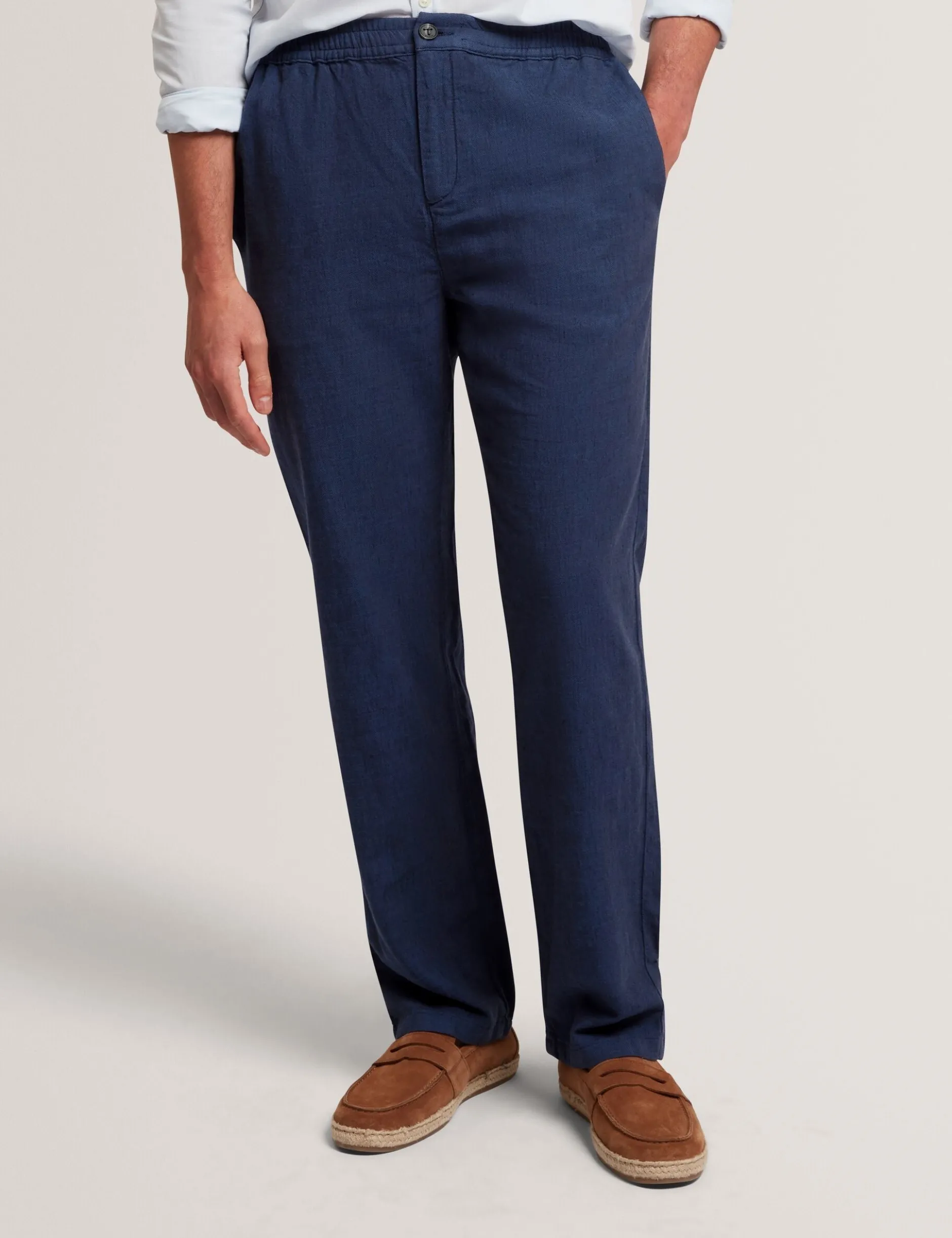 Relaxed Linen Blend Elasticated Trousers