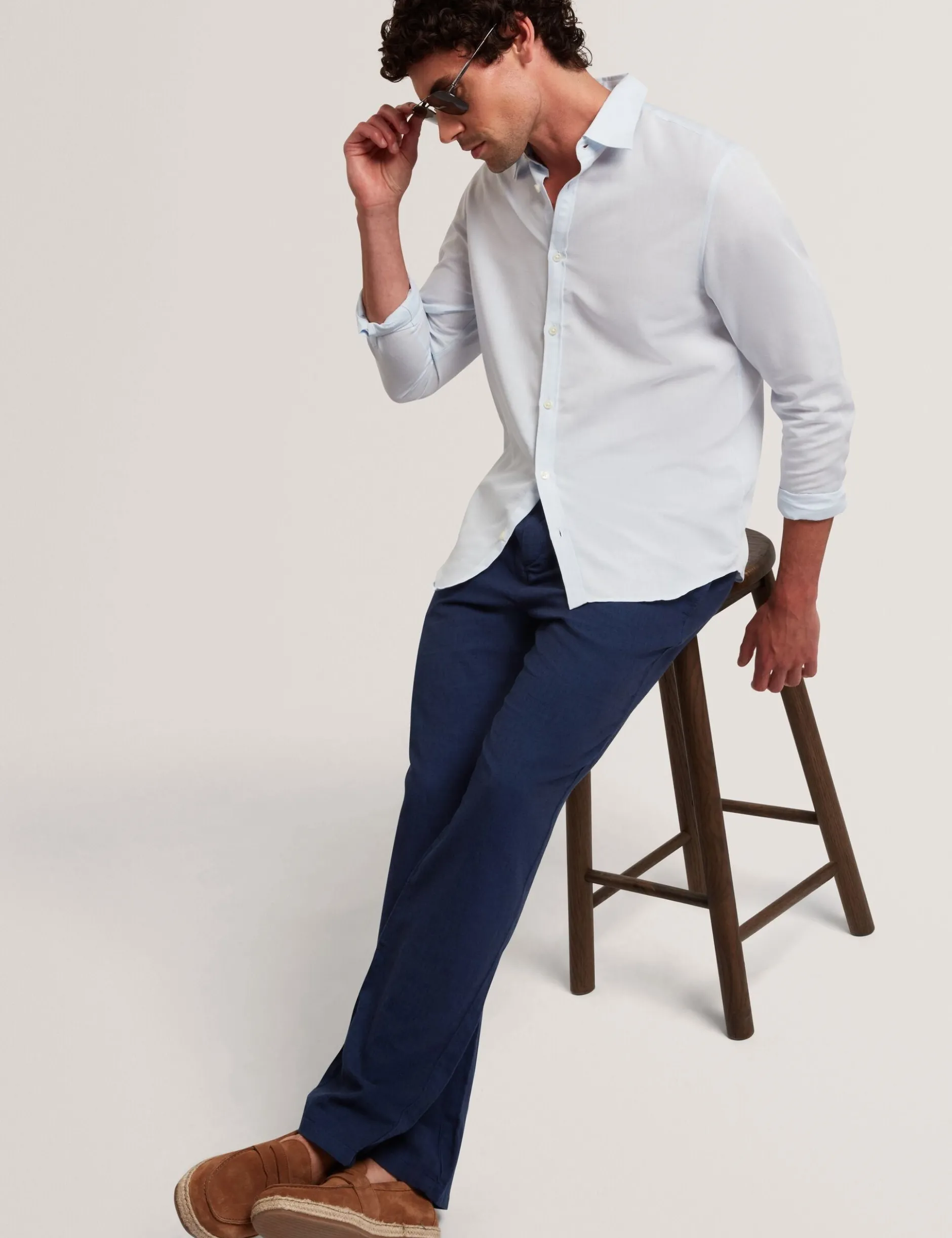 Relaxed Linen Blend Elasticated Trousers