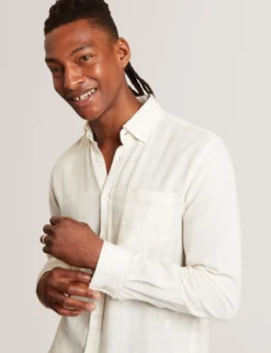 Relaxed Marl Check Linen Blend Long Sleeve Shirt