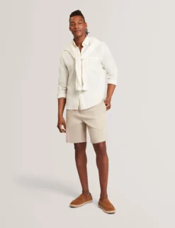 Relaxed Marl Check Linen Blend Long Sleeve Shirt