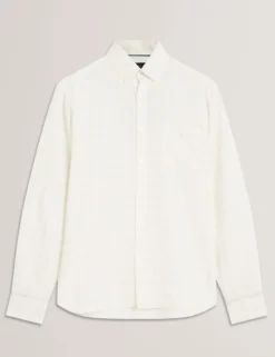 Relaxed Marl Check Linen Blend Long Sleeve Shirt