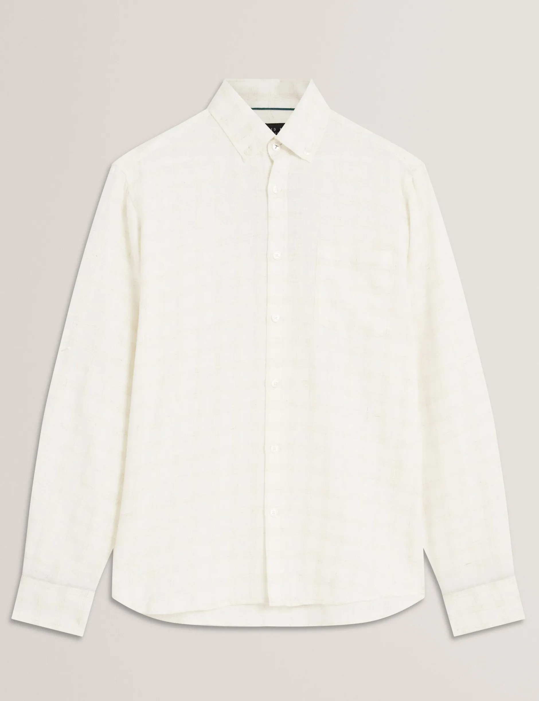 Relaxed Marl Check Linen Blend Long Sleeve Shirt