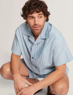 Relaxed Mixed Stripe Linen Blend Shirt