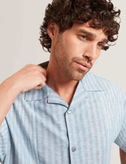Relaxed Mixed Stripe Linen Blend Shirt
