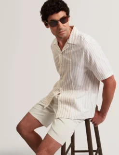 Relaxed Mixed Stripe Linen Blend Shirt