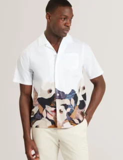 Relaxed Printed Hem Cotton Resort Shirt
