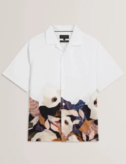 Relaxed Printed Hem Cotton Resort Shirt