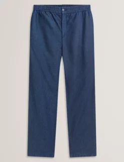 Relaxed Pull-On Chambray Pants