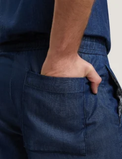 Relaxed Pull-On Chambray Pants