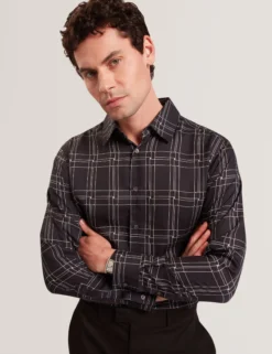 Retro Check Print Long Sleeve Shirt
