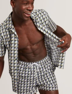 Retro Geo Drawstring Swim Shorts