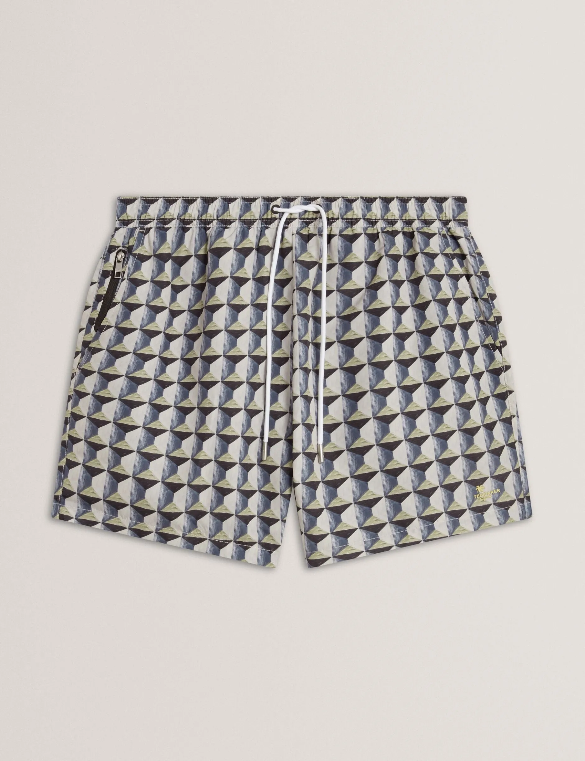 Retro Geo Drawstring Swim Shorts