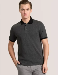 Ribbed Button Up Polo