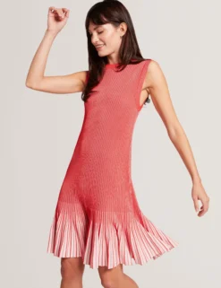 Ribbed Knit Flippy Hem Mini Dress