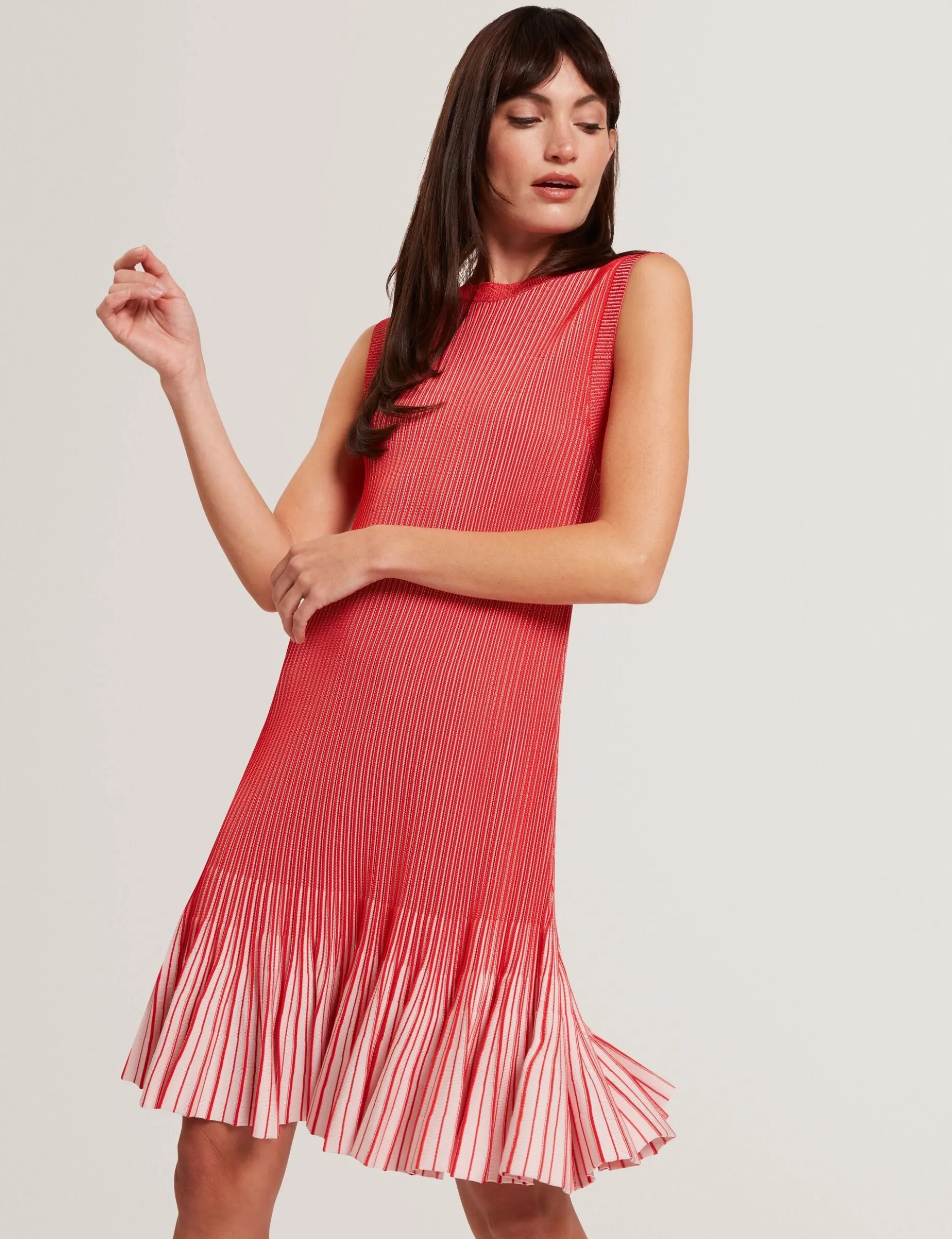 Ribbed Knit Flippy Hem Mini Dress
