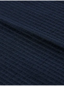 Ribbed Texture Zip Neck Cotton Polo Shirt