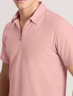 Ribbed Zip Polo