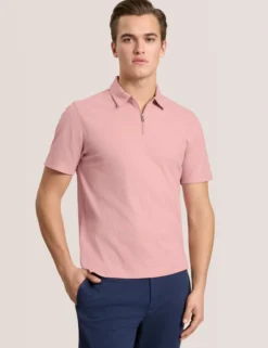 Ribbed Zip Polo