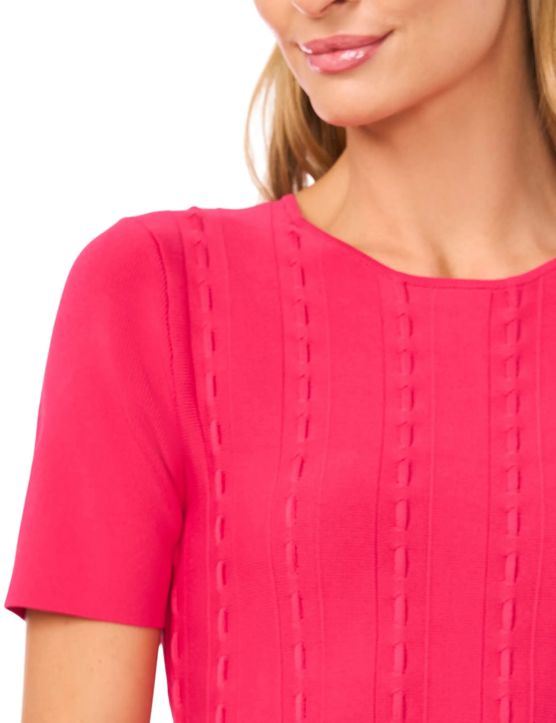 Ribbon Stitch Knit Mini Dress