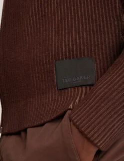 Rib Knit Funnel Neck Zip-Up Sweater