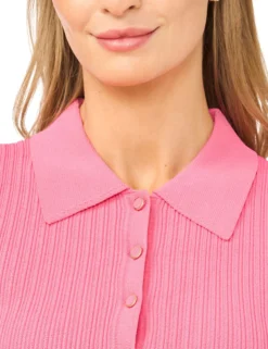 Rib Knit Sleeveless Collared Mini Dress