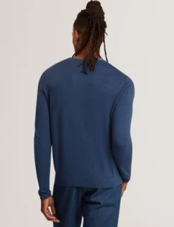 Rolled Edge Linen Blend Crew Neck Jumper