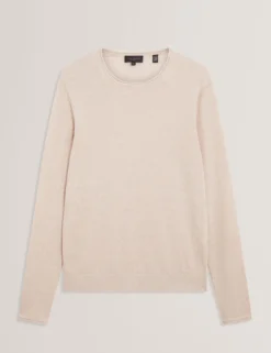 Rolled Edge Linen Blend Crew Neck Jumper