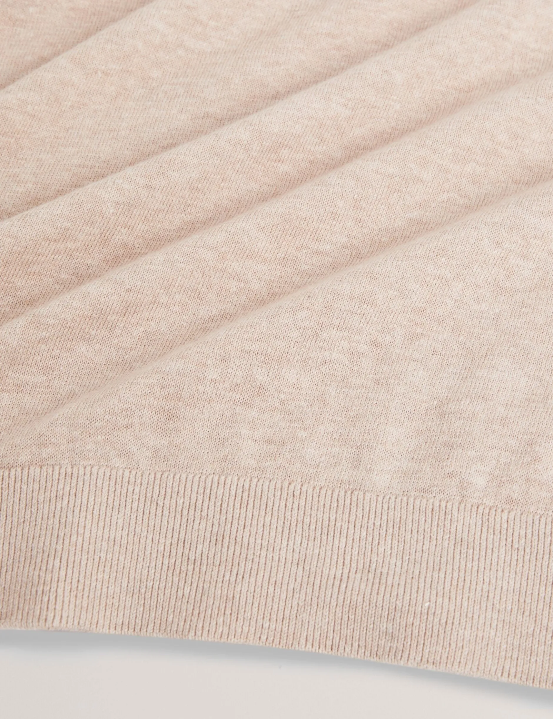 Rolled Edge Linen Blend Crew Neck Jumper