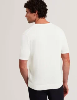 Rolled Edge Linen Blend Knit T-Shirt
