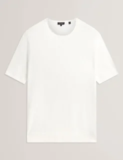 Rolled Edge Linen Blend Knit T-Shirt