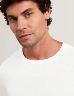 Rolled Edge Linen Blend Knit T-Shirt