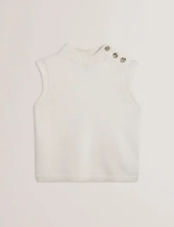 Rose Button Wool Knit Tank Top
