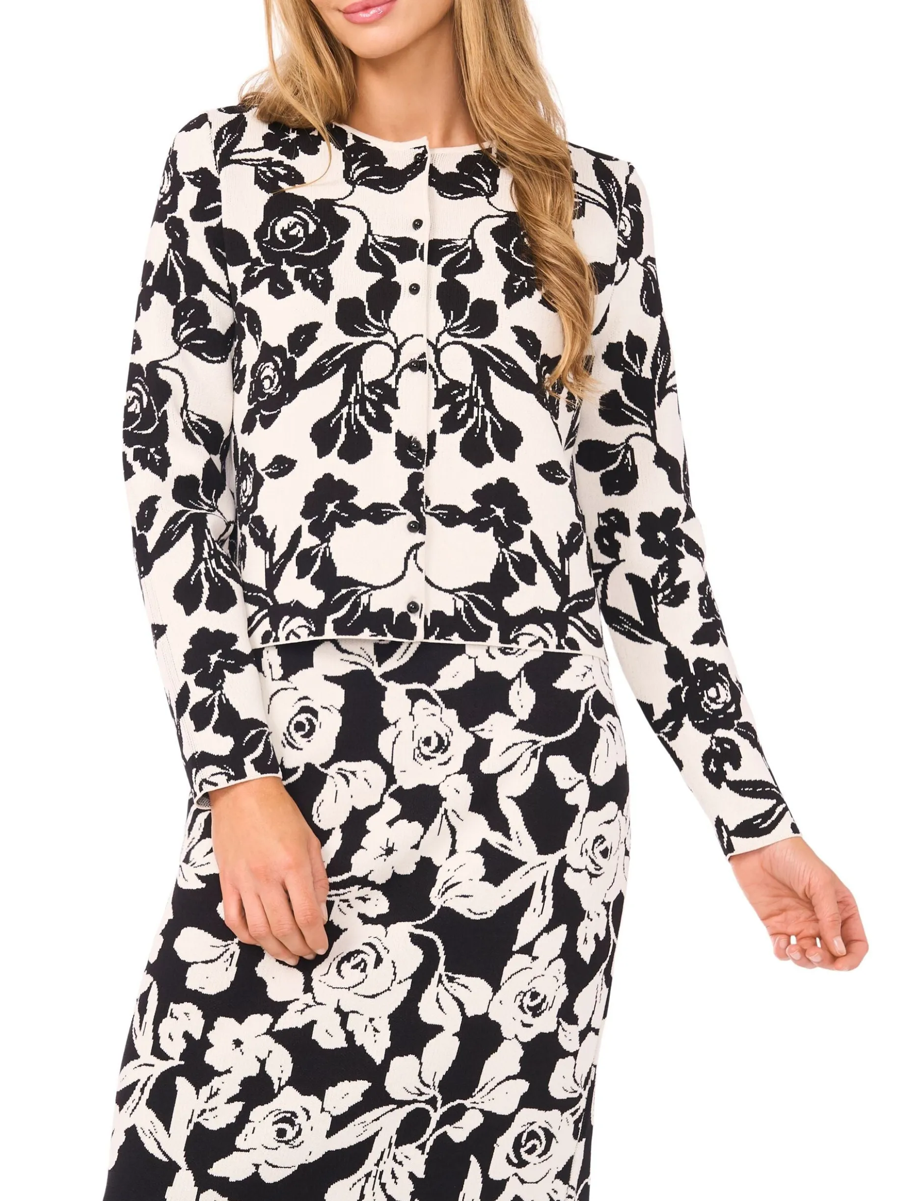 Rose Jacquard Cardigan