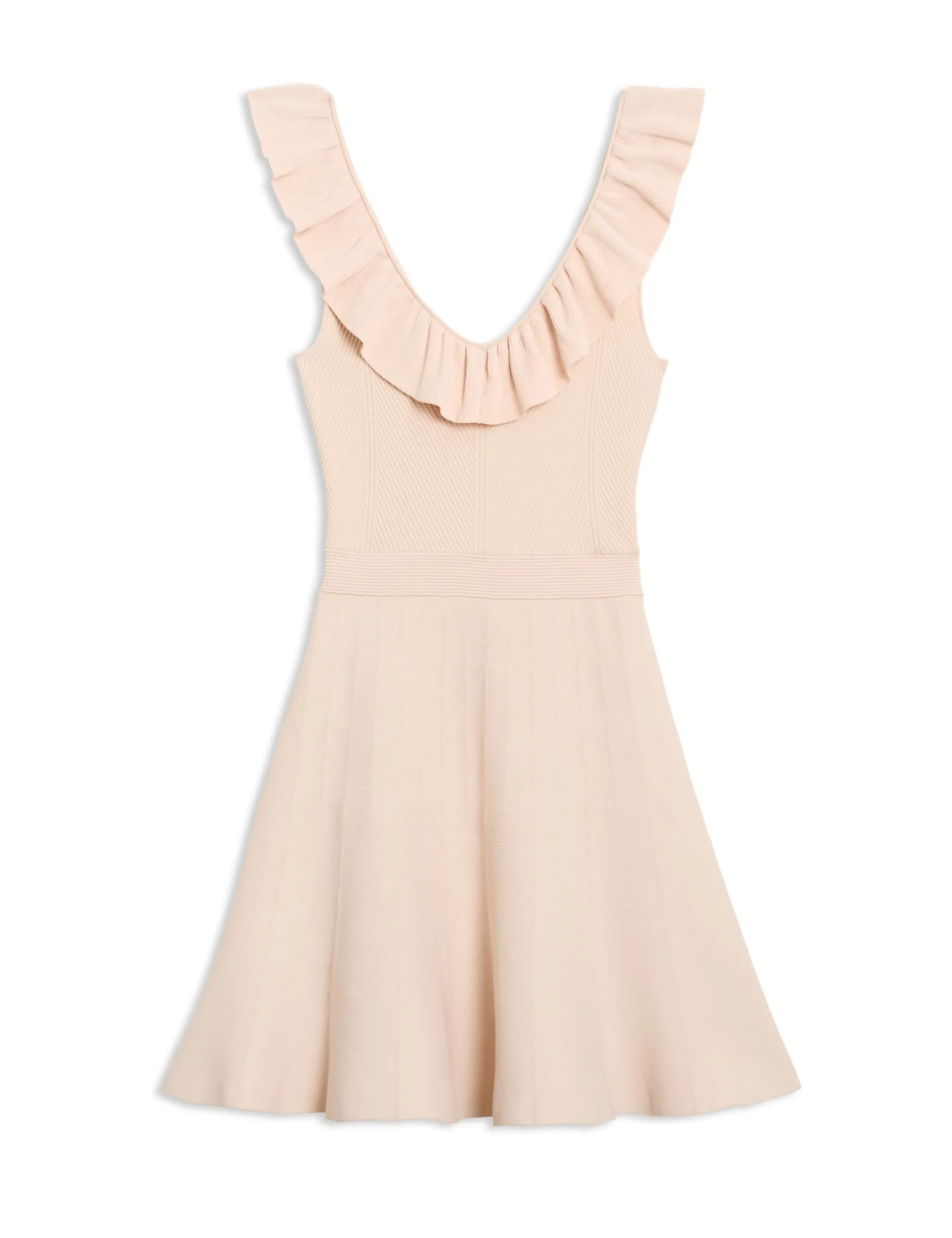 Ruffle Neckline Mini Dress