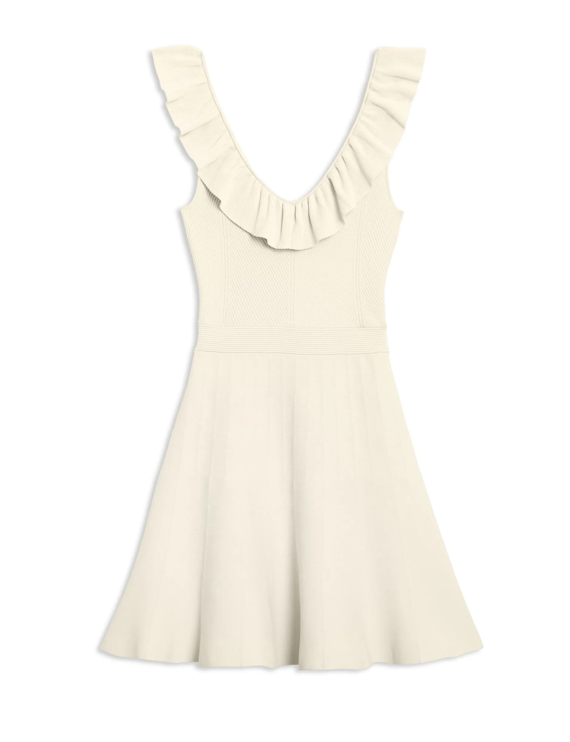 Ruffle Neckline Mini Dress