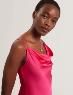Satin Cowl Neck Strappy Maxi Dress
