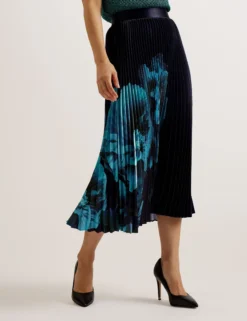 Satin Floral Midi Skirt
